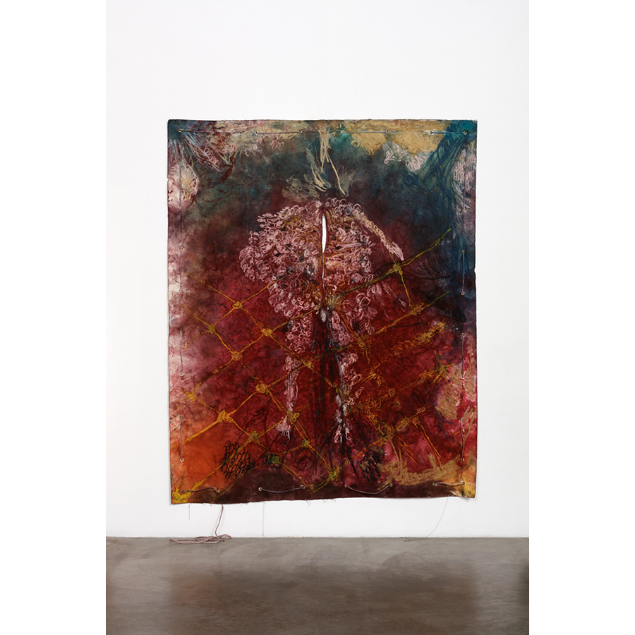 Naotaka Hiro
Untitled (Body)
2016
Canvas, Fabric dye, Oil Pastel, Rope, Grommets
9 x 7 ft
