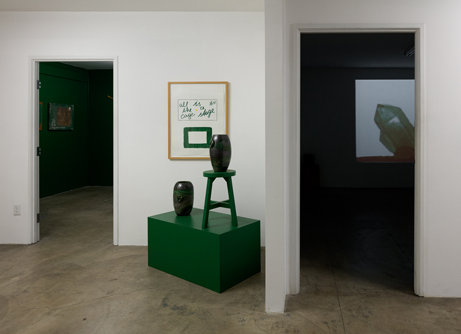 Installation view Henning Christiansen 'THEY WON'T SURVIVE WITHOUT THE BIRD SONGS,' The Box, LA, 2019. Photo by Fredrik Nilsen Studio.